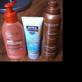 Samoopalovací sprej Bioderma, mléko Sublime Bronze, tónovací krém Nivea visage